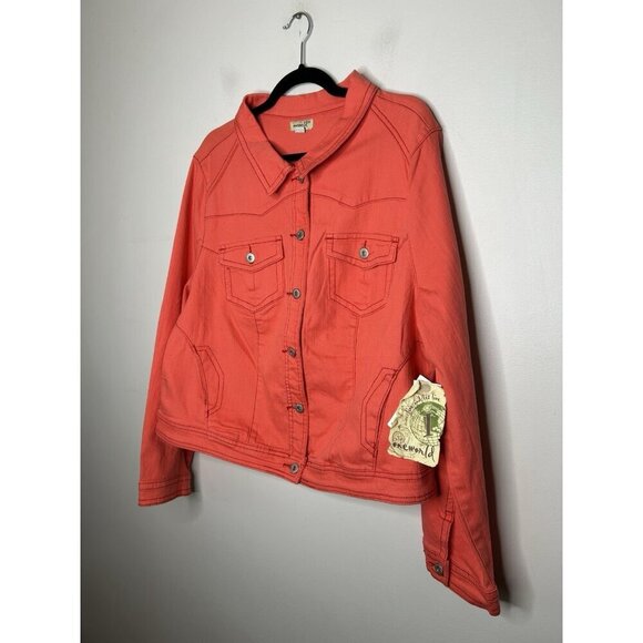 One World Orange Denim Long Sleeve Button Down Jean Jacket Size 2X NWT - Picture 3 of 11
